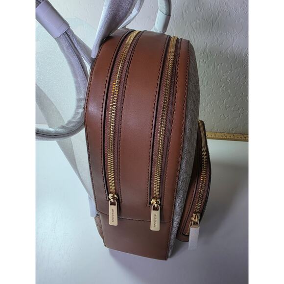 MICHAEL KORS Medium NEW Jaycee Logo Print Bookbag  Backpack Vanilla Brown NWT - Picture 3 of 16